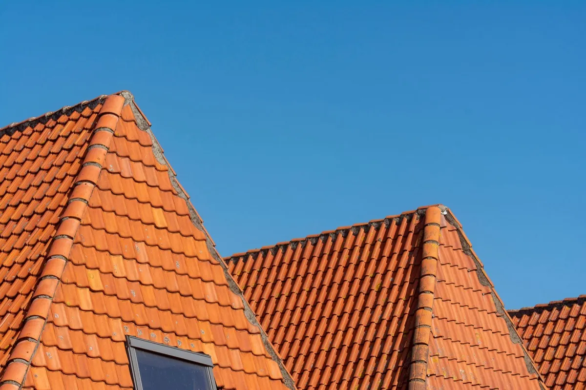 Clay barrel tile rooflines on homes in Mobile, AL